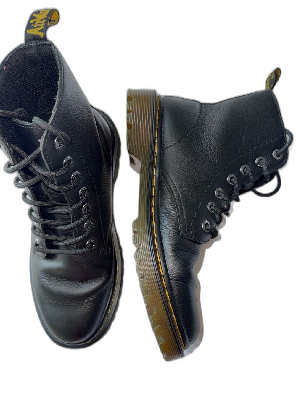 Dr Martens Luana Boots Women’s 8 Lace-Up Boots with Yellow Stitching !